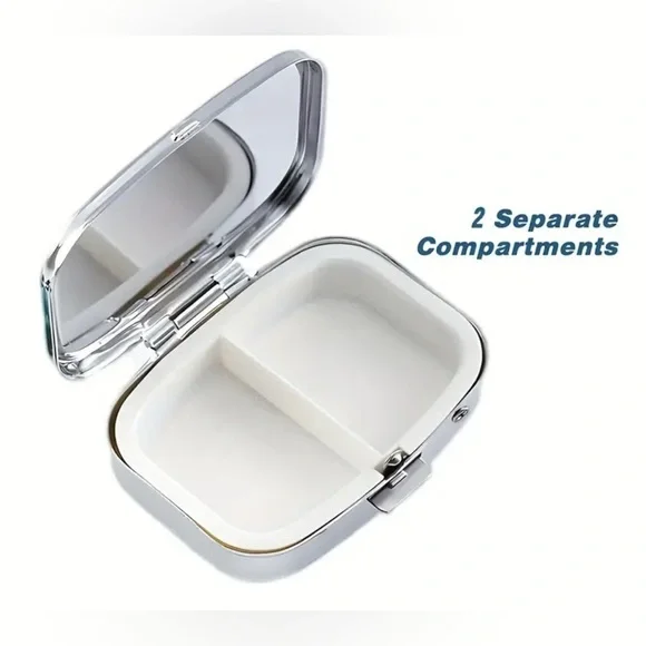 🐰 Pink Hummingbird Multi-Use Pill Box Mirror Container - Picture 5 of 7